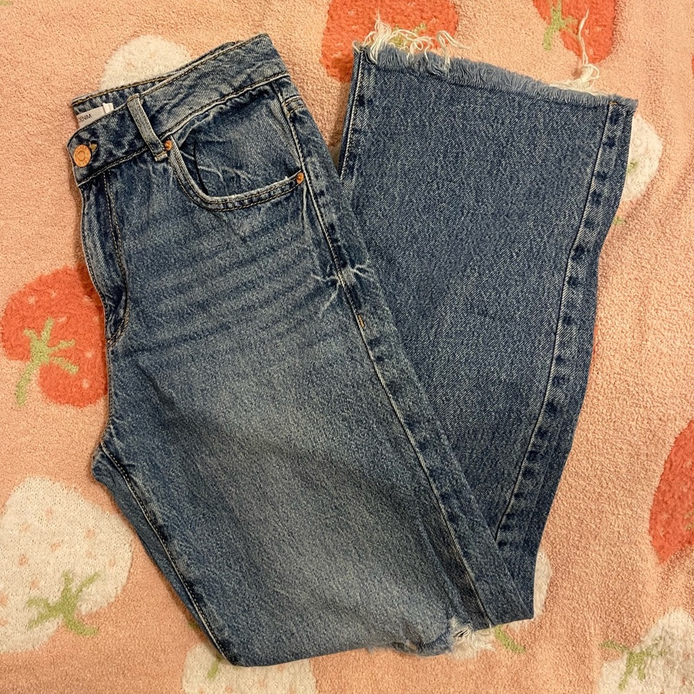 Garage Distressed Blue Straight Leg Jeans